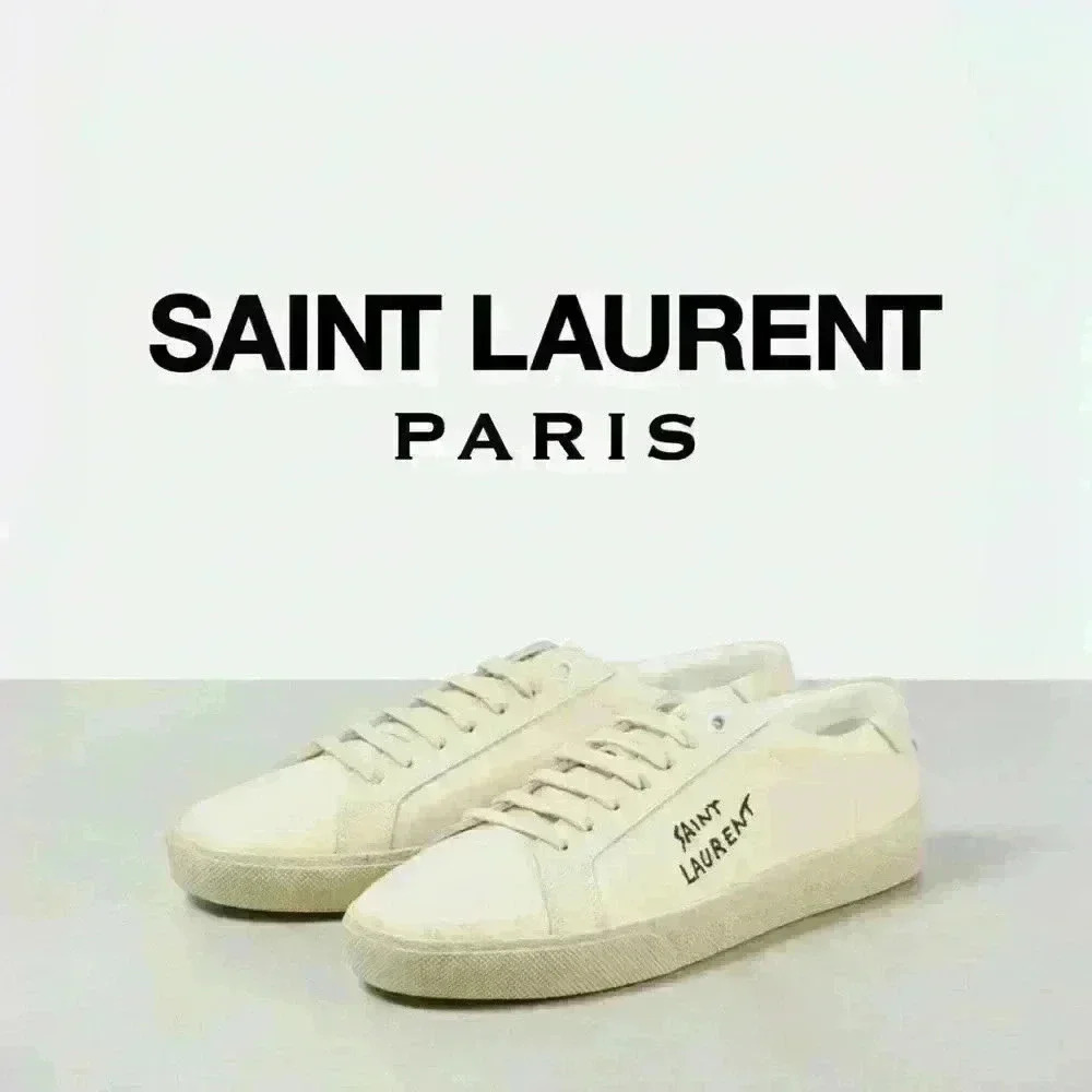SAINT LAURENT Classic Leather/Canvas Court Classic Embroidered Sneakers